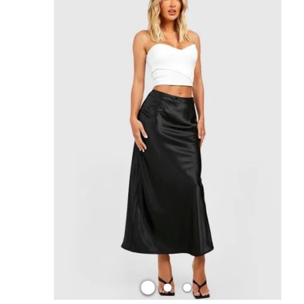 Vintage Black Satin Slip Maxi Skirt Size Large
